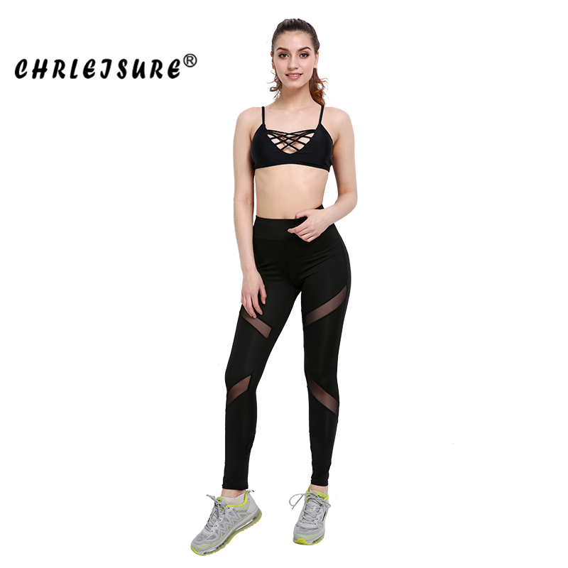 Chrleisure Sexy Women Leggings Gothic Insert Mesh Design Trousers Pants Big Size Black Capris